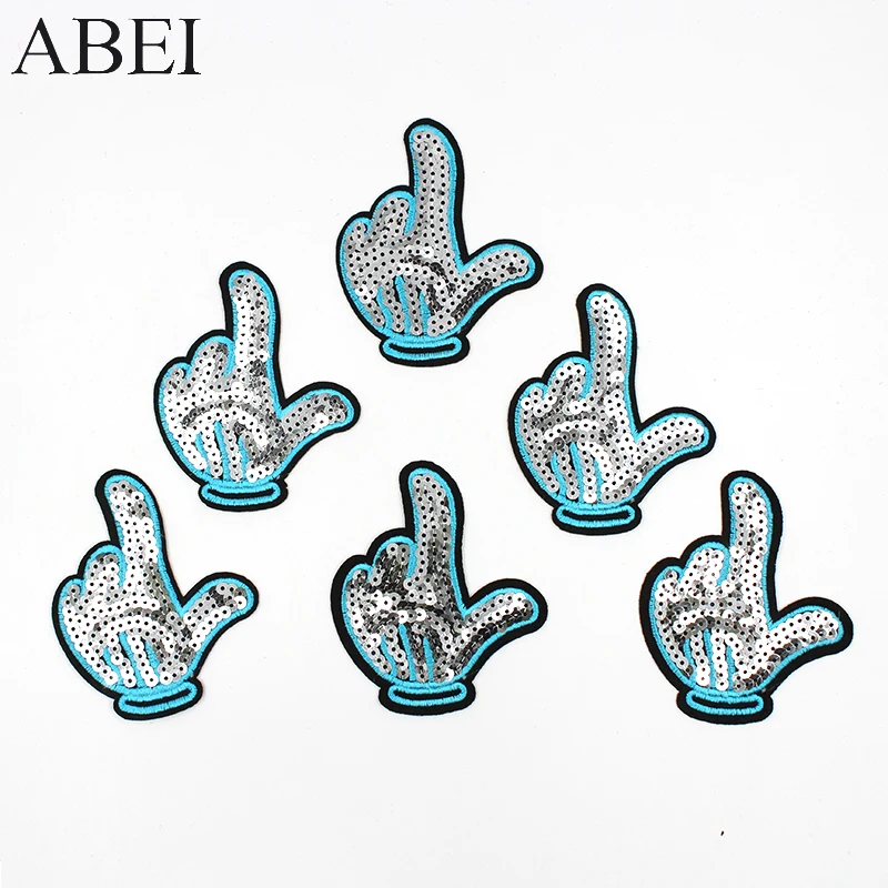 10 шт./лот нашивки с изображением рук расшитые блестками для пальто железные