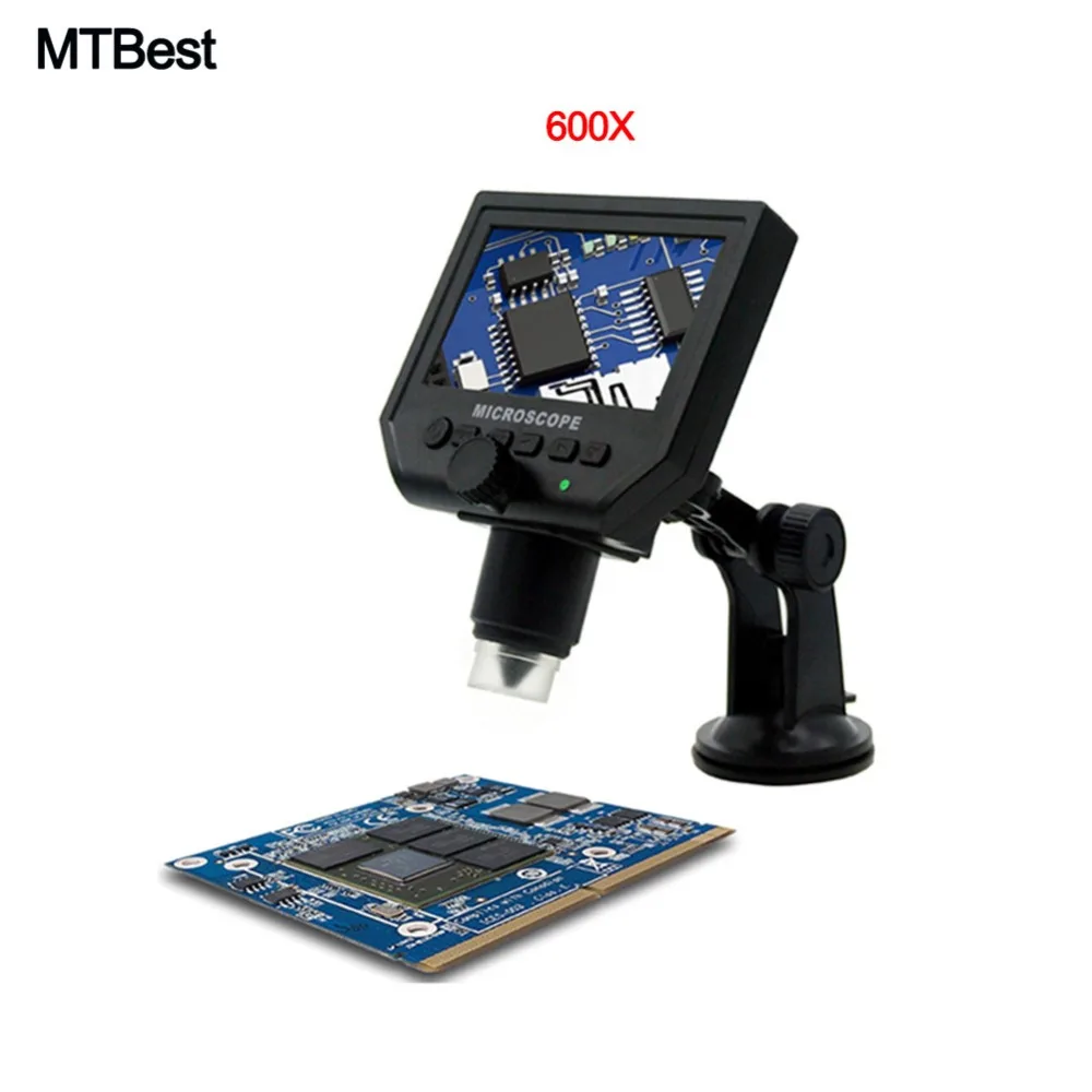 

600X 3.6MP USB Digital Electronic Microscope Portable 8 LED VGA Microscope With 4.3" HD OLED Screen For PCB Motherboard Repair