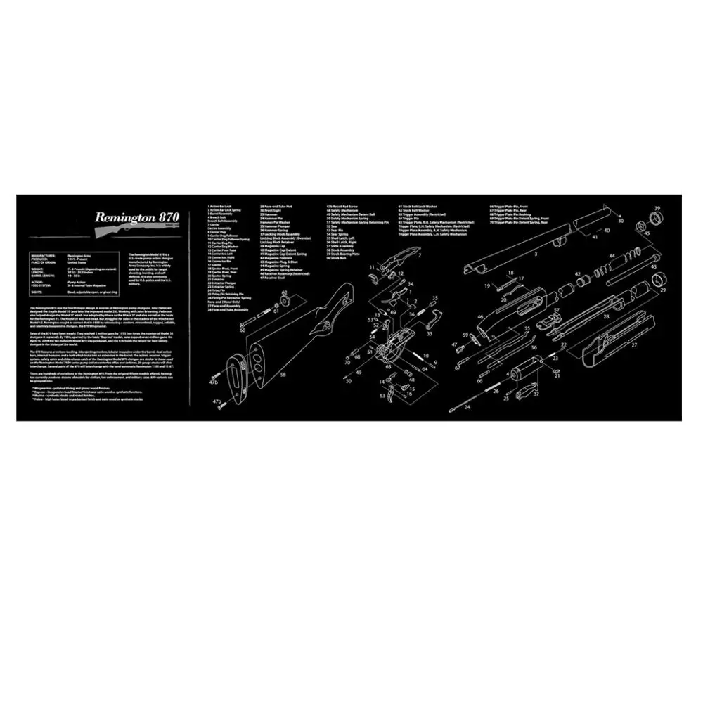 AR-15 AK47 870 резиновый коврик для чистки ружья 3" x 12" водонепроницаемый нескользящий чистящий коврик с деталями схема инструкция оружейный коврик - Цвет: remington 870