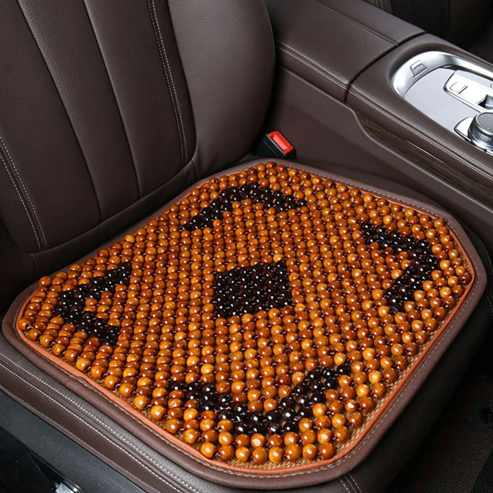 Wooden Beaded Summer Breathable Seat Cover Anti-slip Car Interior Chair Pad Cushion (Yellow) | Automobiles Covers