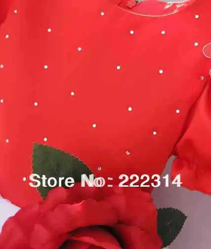 Free Shipping Girls' wedding dress Roses romantic princess short sleeved red color 7pcs lot EMS free shipping 602|dress waistcoat|dresses