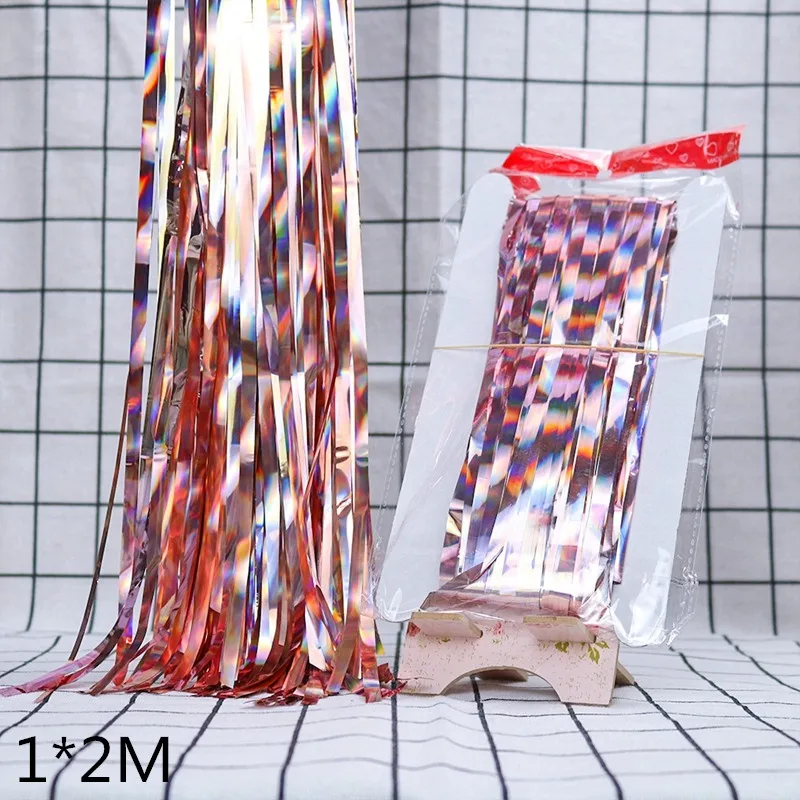 2M rose gold 2 м 3 м золотой серебряный металлик Блестки из фольги бахрома занавес День Рождения украшения свадьбы фотографии фон занавес фото реквизит - Цвет: 2M rose gold