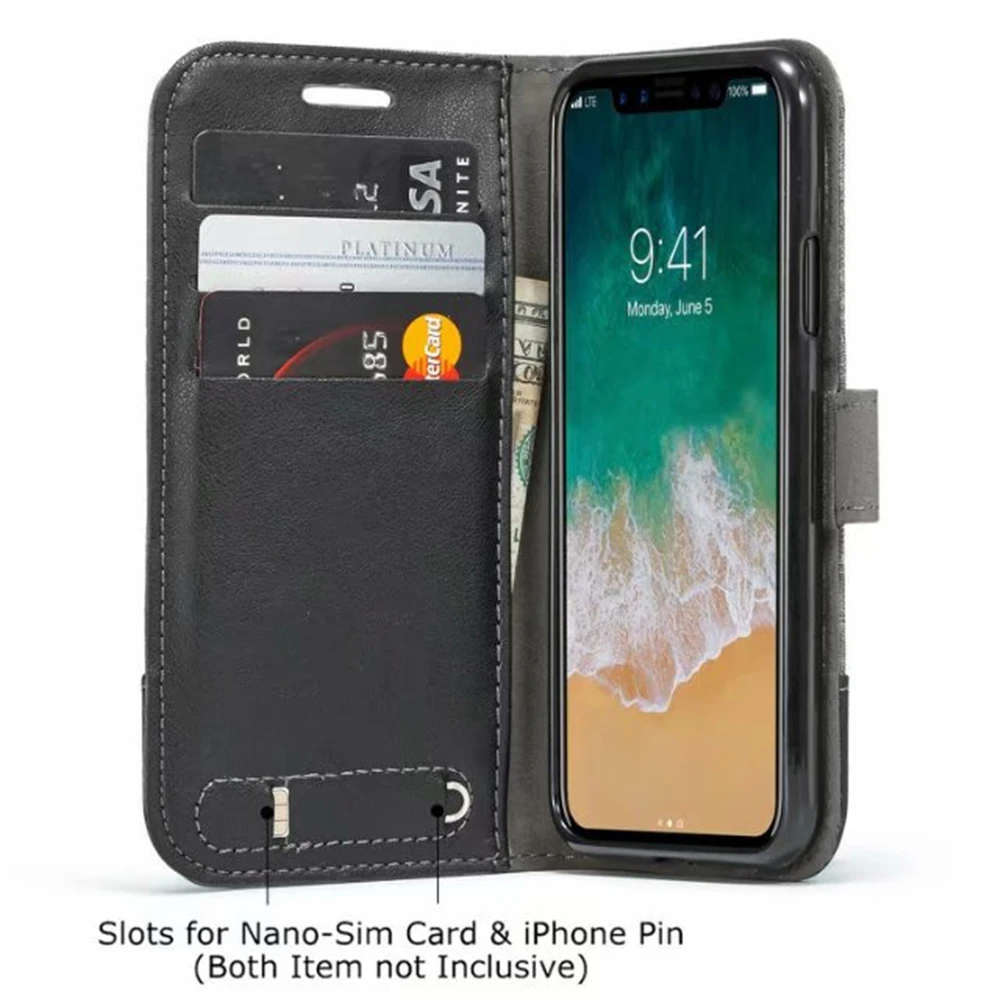 Двухцветный кожаный чехол книжка для телефона iPhone 11 Pro 7 6S Plus 5 отделений карт +