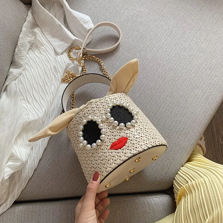 fashion simple bucket bag women's designer handbag high quality linen high quality single shoulder slant straddle bag qq444