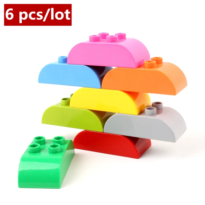 6 шт./лот 2x4dots изогнутые кирпичи крупные частицы строительные блоки аксессуары