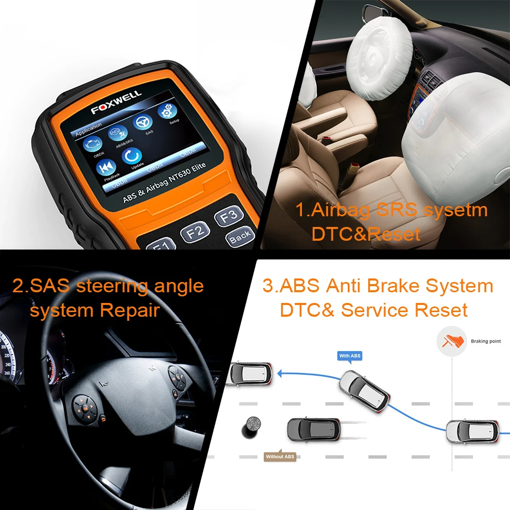 FOXWELL NT630 Elite OBD2 автомобильной сканер ABS SAS подушка безопасности столкновение сброс