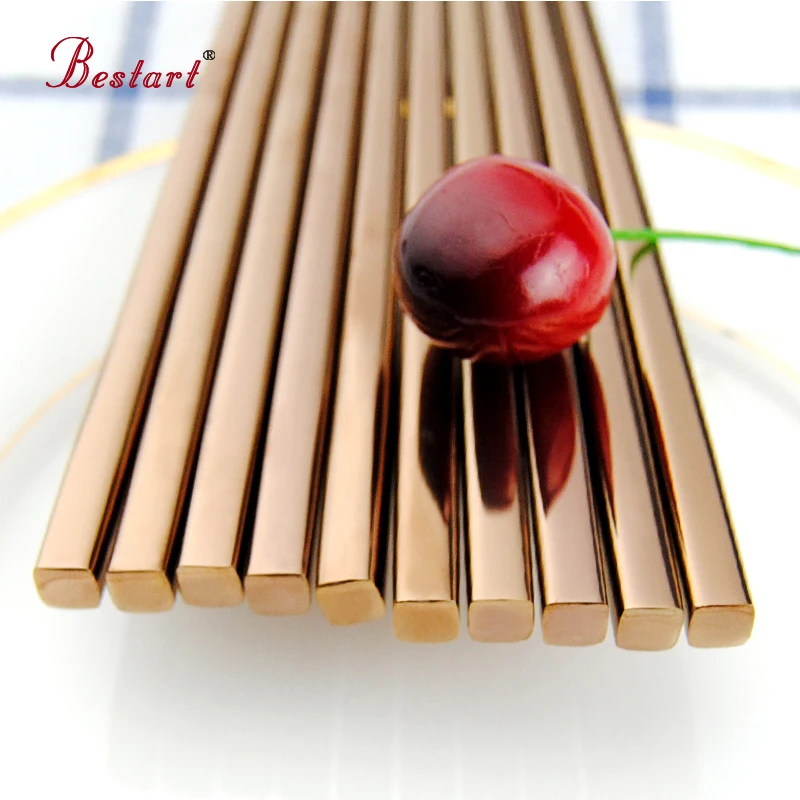 Многоразовые японские палочки для суши 5 пар розовые Золотые Квадратные из