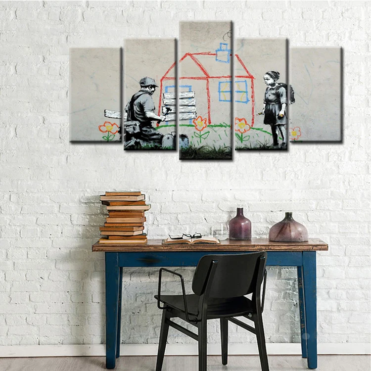 TOP Sale 5 Pcs Hot Sell Graffiti poster Wall Art Picture Modern Home Decoration Living Room Canvas Print Painting/Abstract (95) | Дом и сад