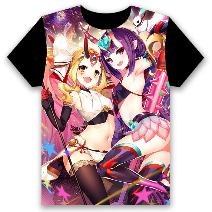 Футболка с аниме FGO Fate/Grand Order Shuten douji, косплей, короткий рукав, унисекс, повседневная черная футболка, летняя модная забавная футболка, топы