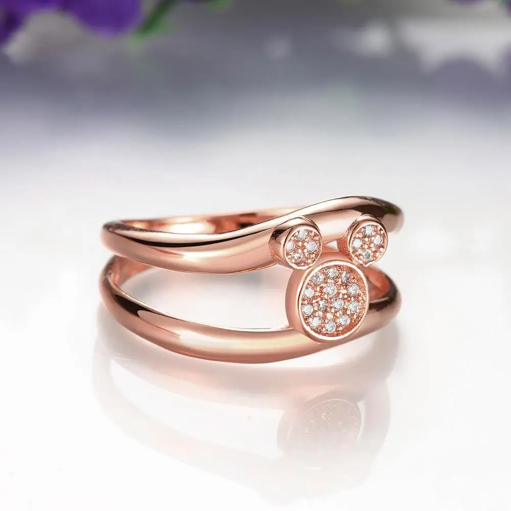 Модные золотые Цвет кубического циркония милый Микки Мышь Кольца cincin hadiah пирсинг