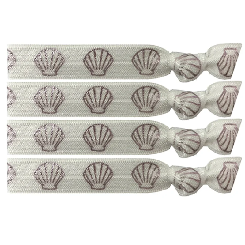 12 Цветов 40 шт Sea Shell раковины золото Фольга эластичная повязка для волос с принтом