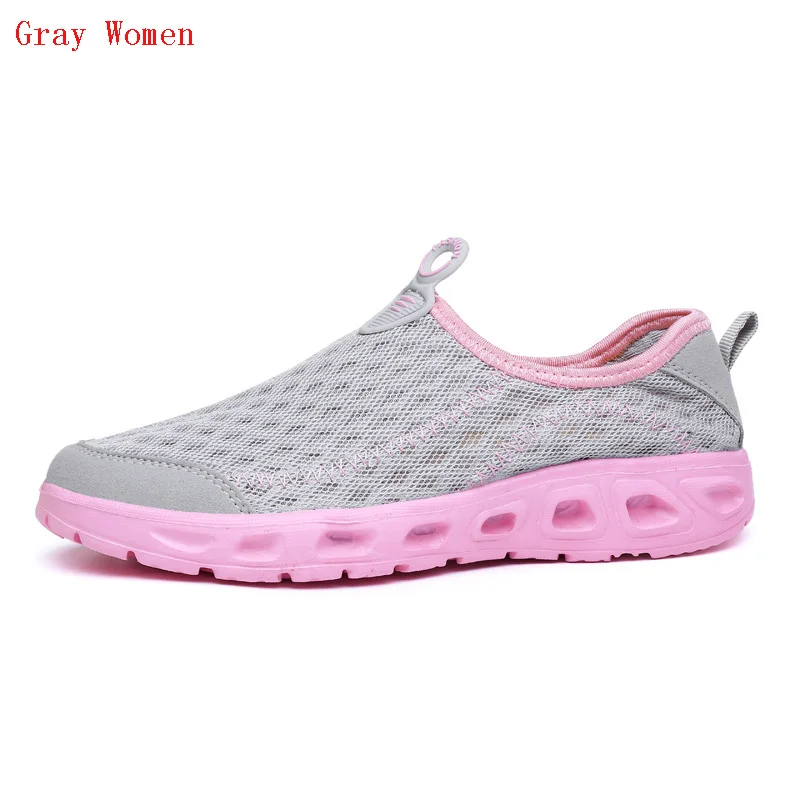 Gray Women SOCONE/спортивная обувь; мужская летняя пляжная обувь для воды; дышащая обувь болотная обувь с дырками; быстросохнущие кроссовки для пар - Цвет: Gray Women