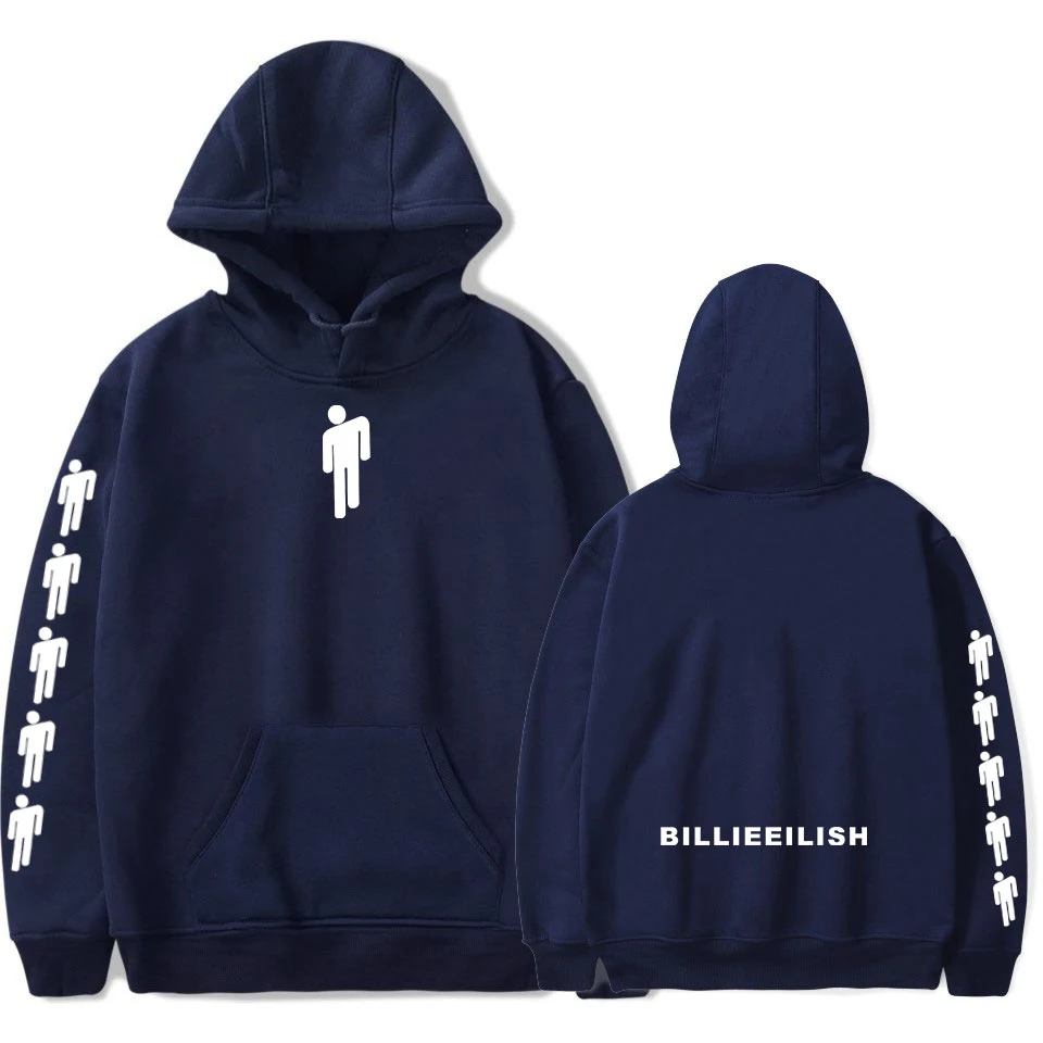 Popstar Billie Eilish с принтом двойная Толстовка для молодых людей отдыха