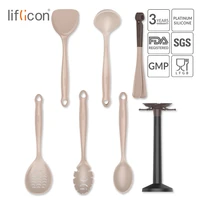 liflicon silicone kitchen utensils set cooking utensils ladle skimmer spaghetti server turner tongs spoonula standtray