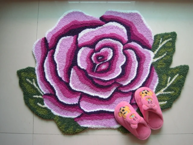 

60*80CM Chic Wedding Mat Anti-slip Rose Floor Carpet Warm Bedroom Rugs