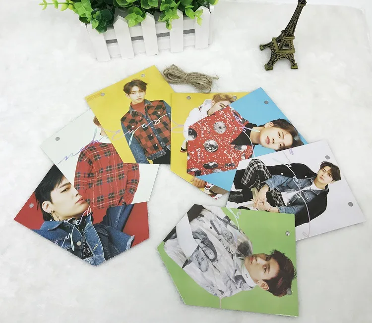 KPOP Черный Розовый GOT7 SVENTEEN WANNA ONE TWICE символ бумажный флаг плакат повесить фотографии картина украшение дома K-pop