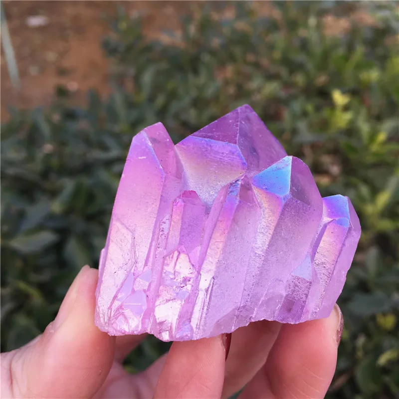 Натуральный аура кварцевый кристалл кластер Ангел Аура Druzy Geode образцы минералов