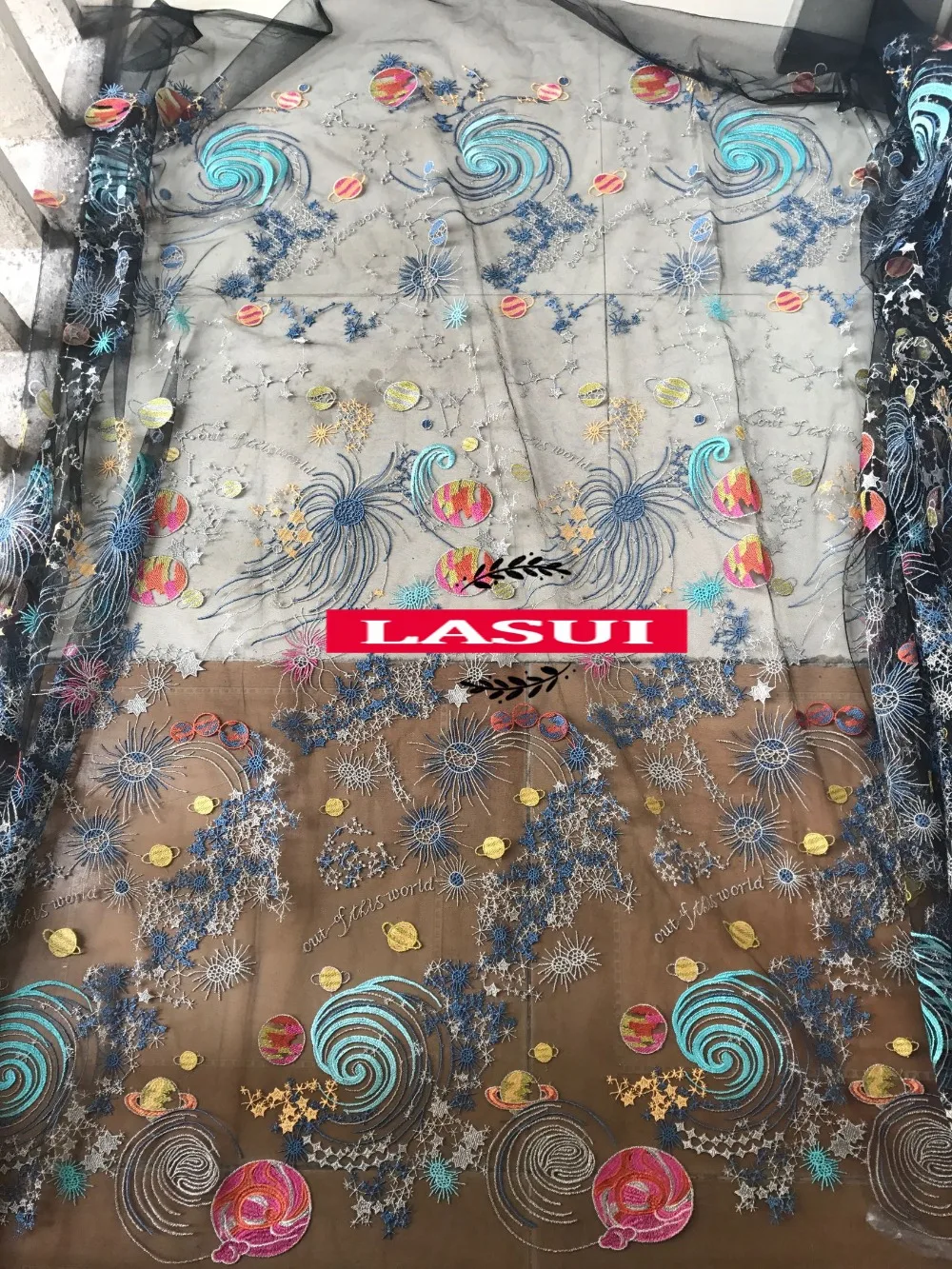 LASUI 3 ярда = 1 лот Высокое качество многоцветная звездное небо вышивка кружевная