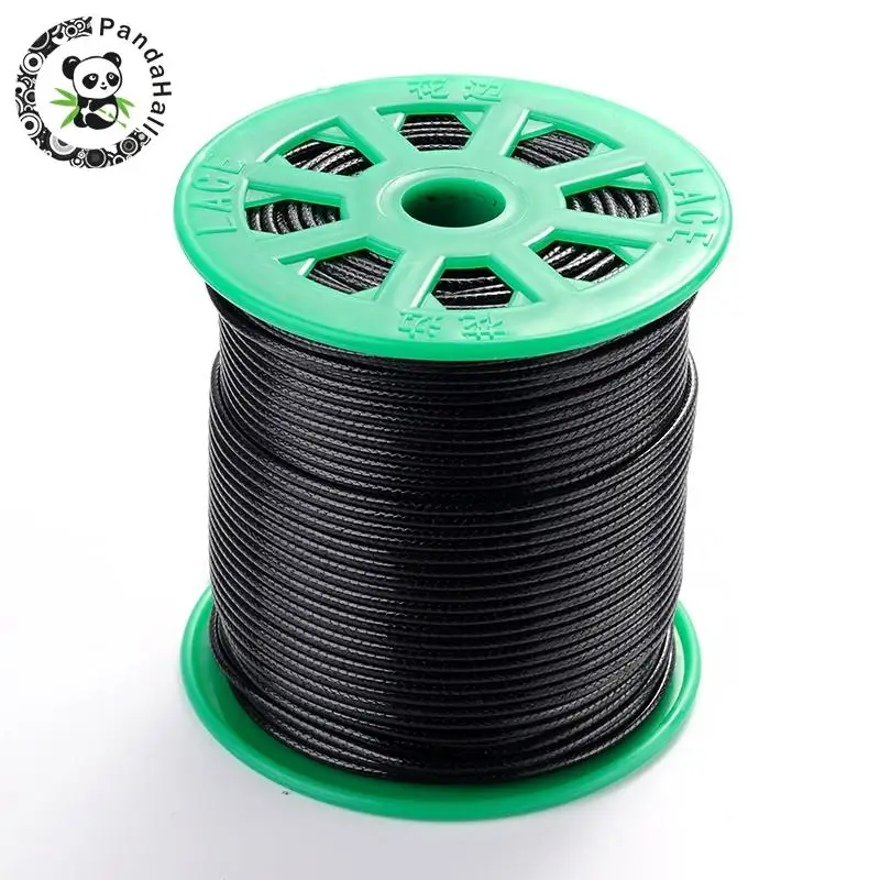 

Korean Wax Polyester Cord, Black, about 2mm in diameter, about 100 yards/roll