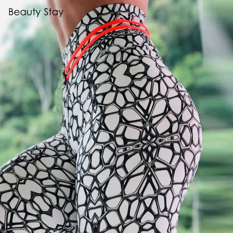 Beauty Stay/летние женские леггинсы с принтом в виде листьев для фитнеса пуш ап
