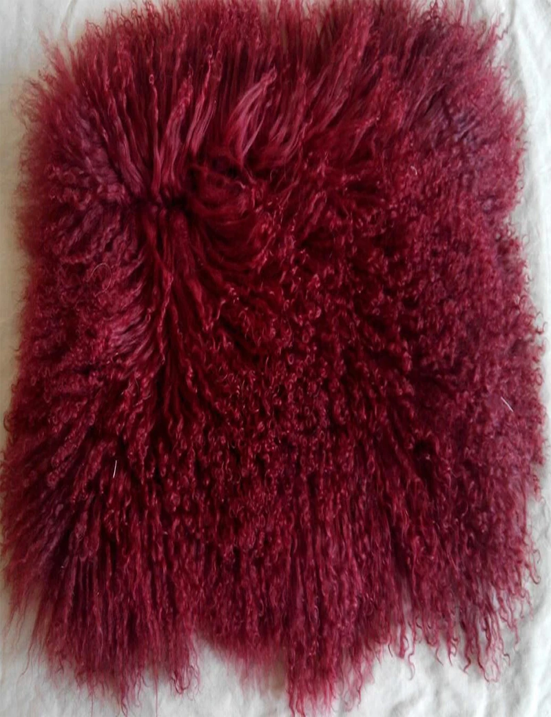 Наволочка из натуральной монгольской овечьей шерсти темно-красная наволочка для