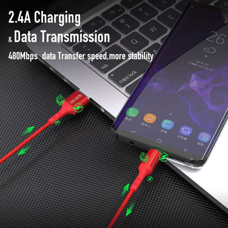 Jellico светодиодный светильник usb type C телефонный кабель для samsung Xiaomi USB-C мобильный телефон Быстрая зарядка type-C кабель для передачи данных Шнур для huawei