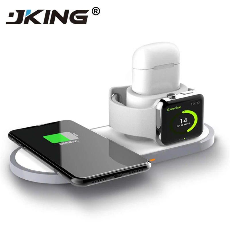 JKING Qi Wireless Charger For iphone Fast Charging Station For Smart Phone For Apple Watch For Apple AirPods Charging