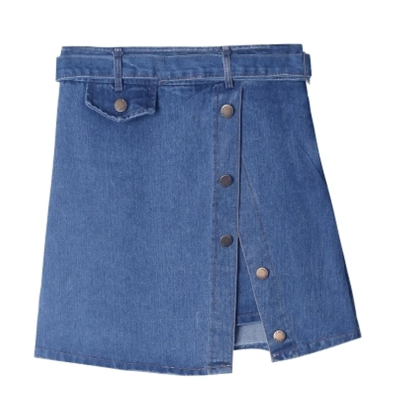 Summer Harajuku Jeans Skirt Women 2019 Solid High waist Loose Denim A-Line Short skirts Female Split joint Casual LX105 | Женская одежда