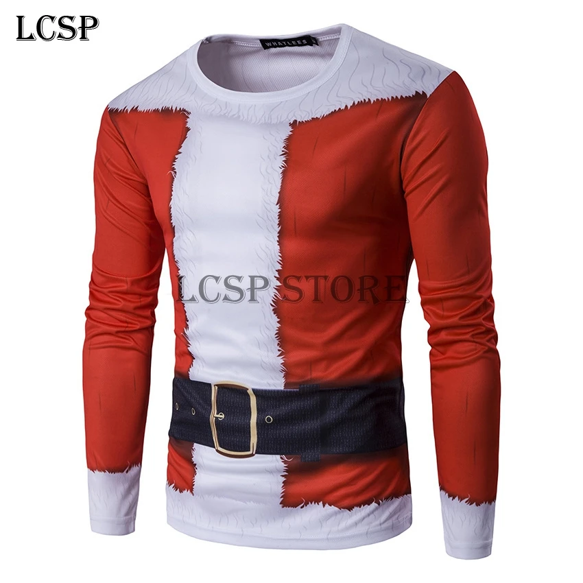 LCSP Счастливого Рождества косплей 3D печать Санта Клаус футболка костюм Новинка 3d