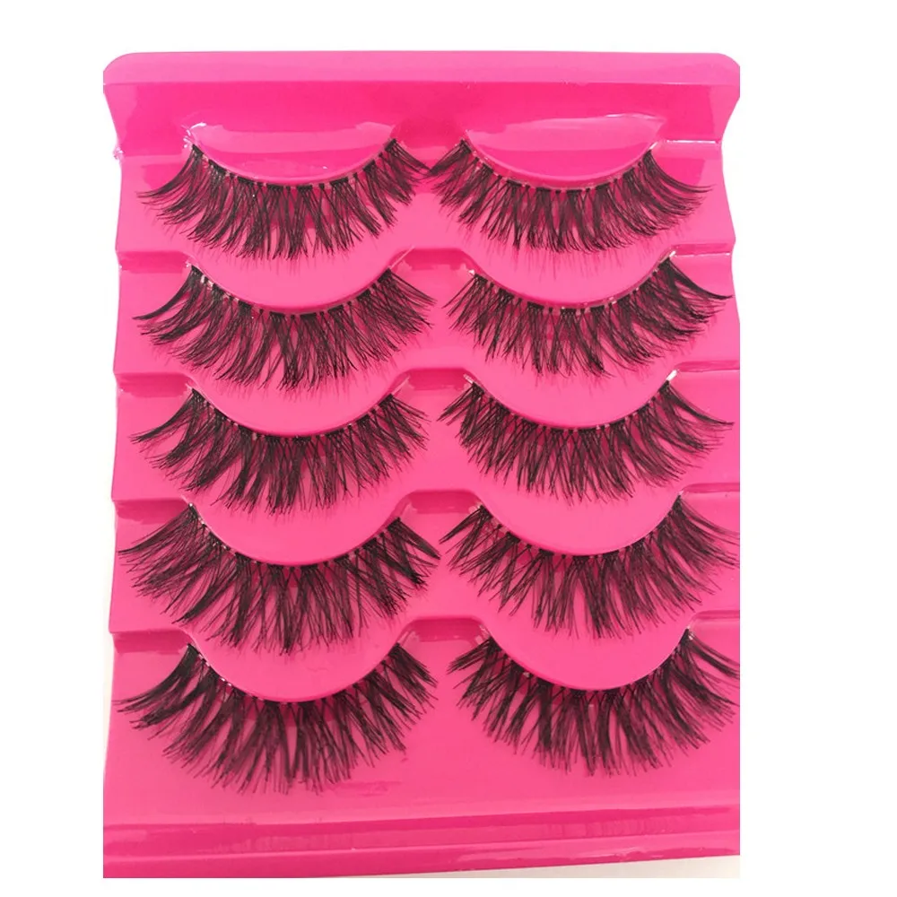 5 Pairs Stunning Beauty Makeup Messy Cross Wispy Handmade False Eyelashes Soft Natural Eye Lashes Extension Make up Tools | Красота и