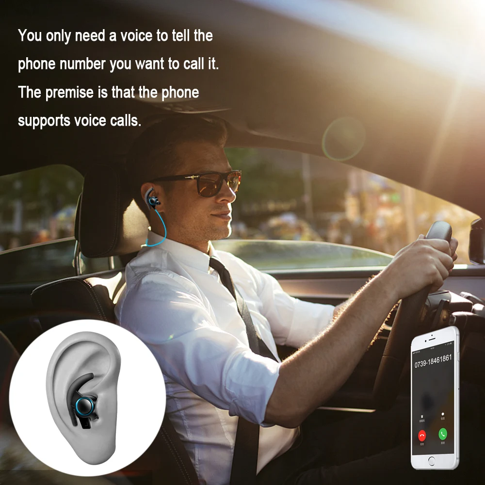 Новинка QH01 Bluetooth V4.1 наушники с микрофоном беспроводные спортивные IPX4 стерео
