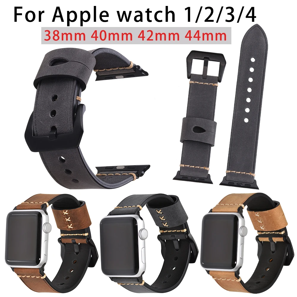 Ремешок для Apple watch BEAFIRY 38 мм 42 из натуральной телячьей кожи Crazy Horse iwatch 40 44