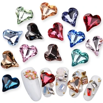 Blingbling стекло сердце 10 шт./лот 8*9 мм камень ногтей Подвески 3D ювелирные изделия