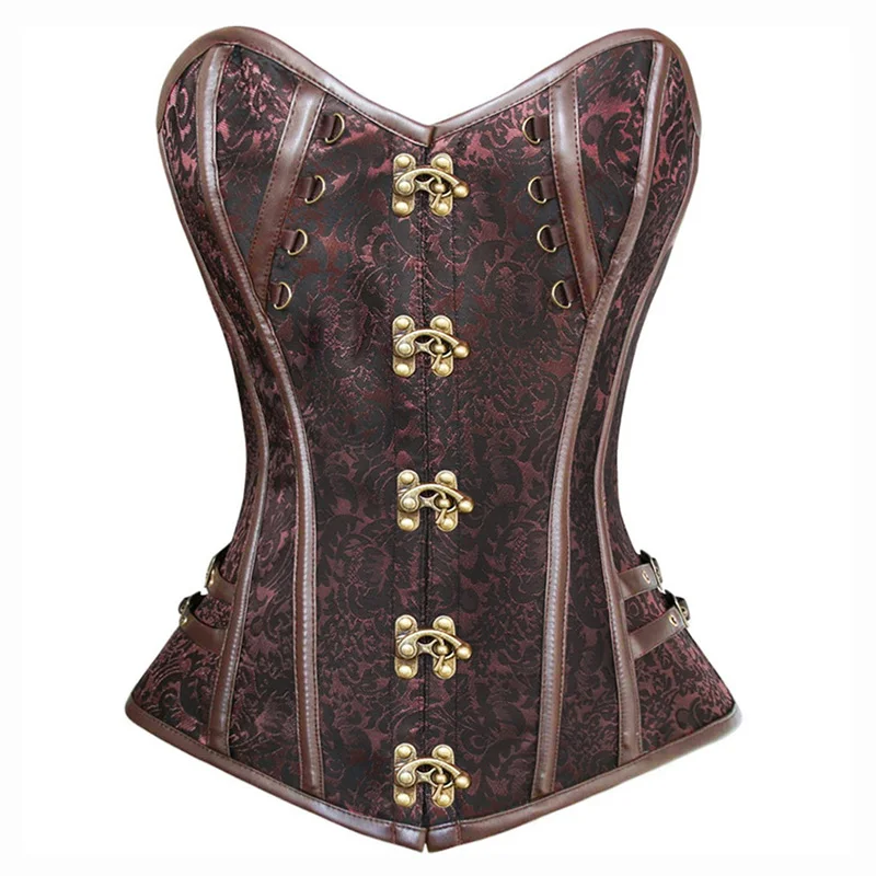 Черного цвета в винтажном стиле готическом одежда стимпанк корсет Overbust Корсеты