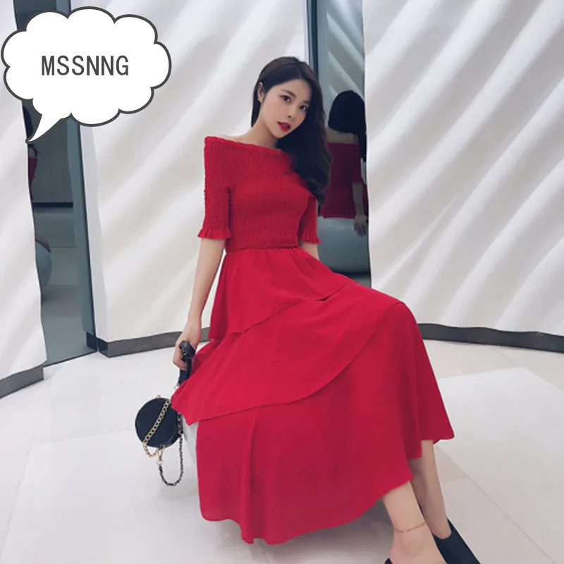 MSSNNG 2019 богемное пляжное женское темпераментное длинное платье с широкой юбкой