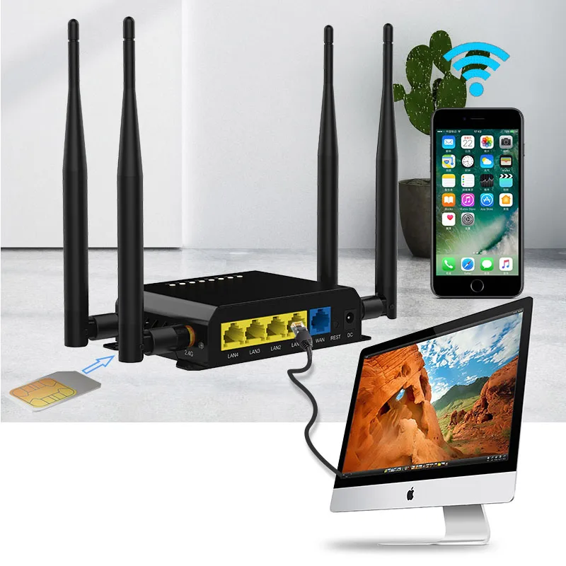 Usb роутер 4g wifi мобильный с слотом для sim-карты mt7620a qos RJ45 ethernet сеть 300 Мбит/с
