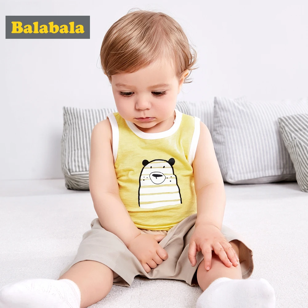 Balabala/100% хлопок майка для маленьких мальчиков и девочек цветная детская Детские