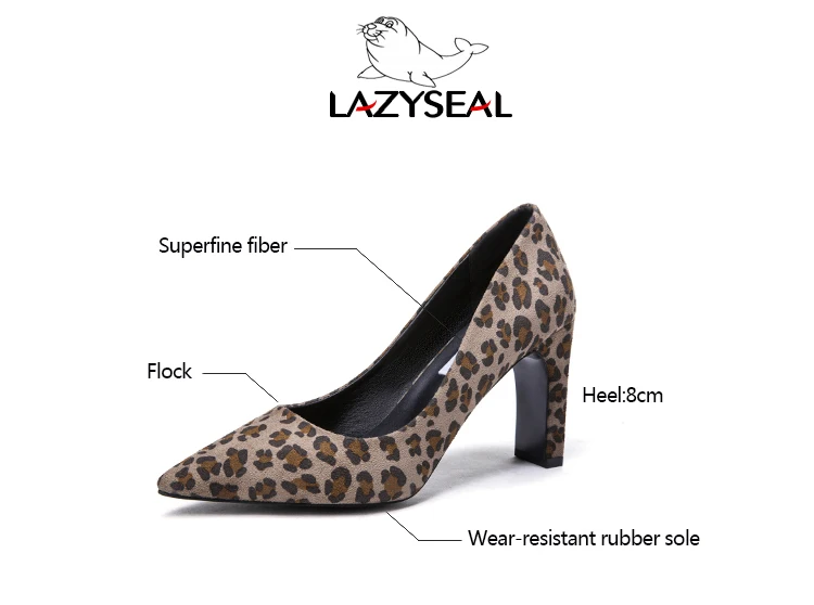 LazySeal/леопардовая обувь; женские туфли-лодочки из искусственной замши; Простые сандалии; коллекция года; босоножки без застежки на высоком каблуке 2 см; женские пикантные туфли-лодочки