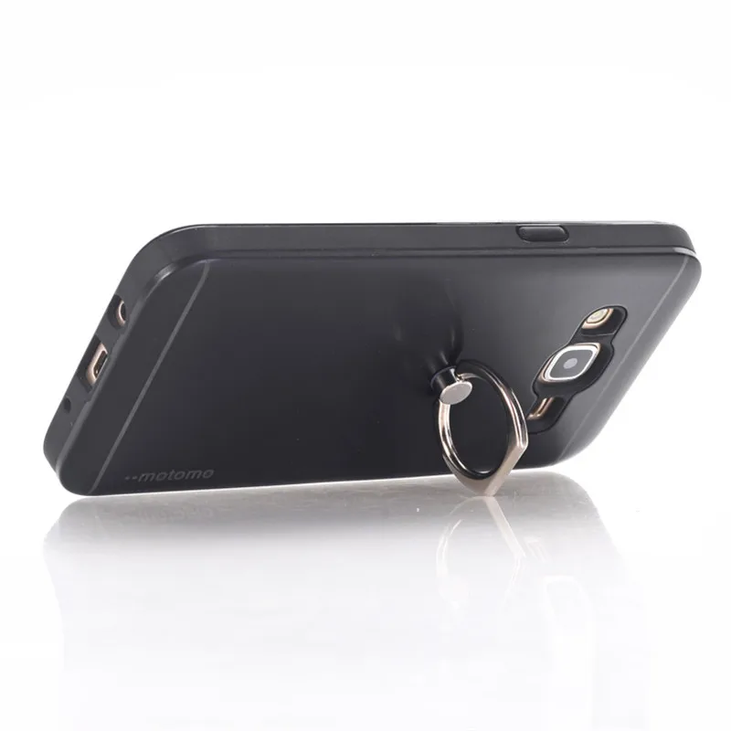 Luxury Motomo Metal Brush Hard Shell Case For Samsung Galaxy J1 Ace Back Cover With Ring Stand |