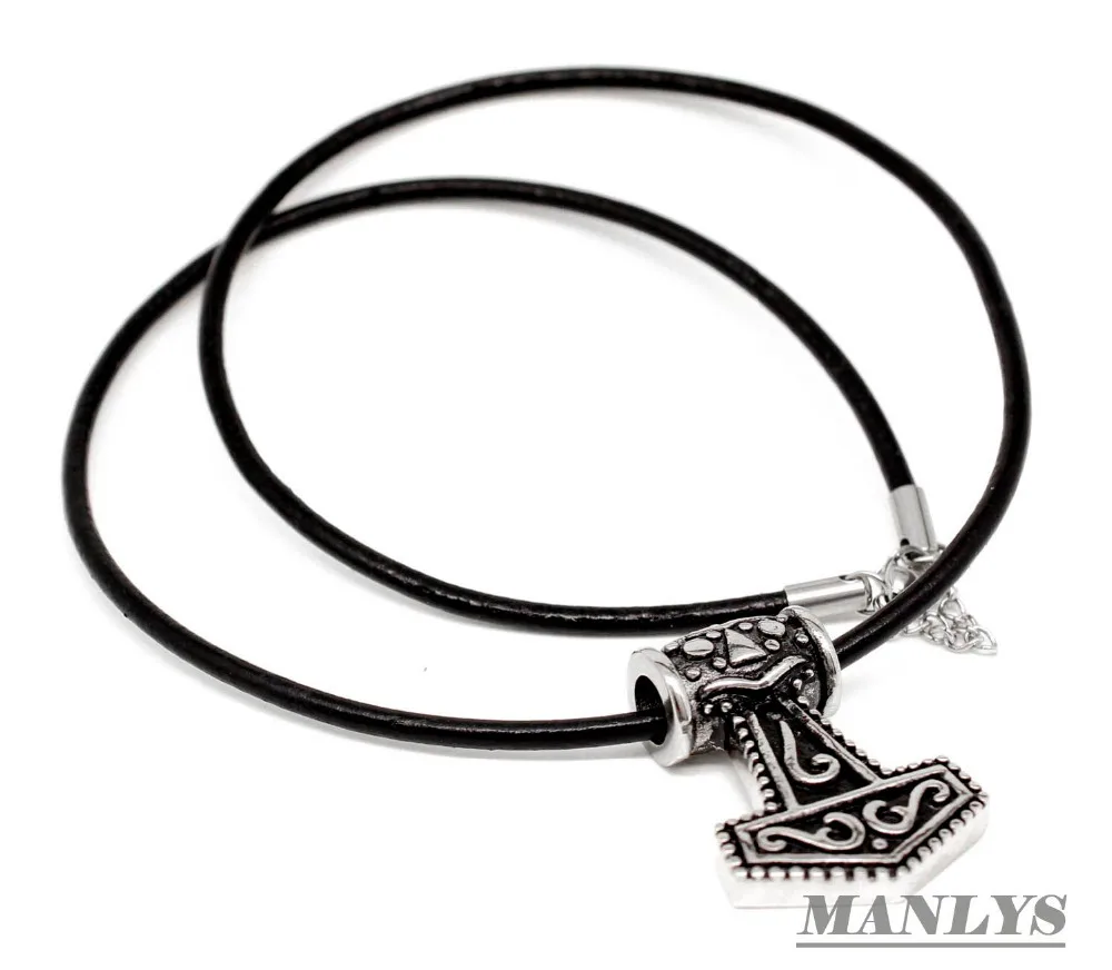 Кулон Молот Тора из нержавеющей стали скандинавского мифа + кожаное ожерелье