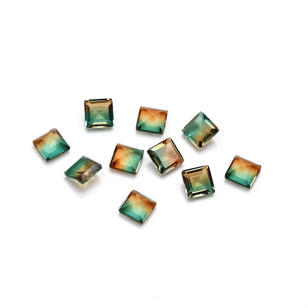 GUYINKU Square 5x5мм Двусторонняя резка Турмалин охлаждение драгоценный камень DIY
