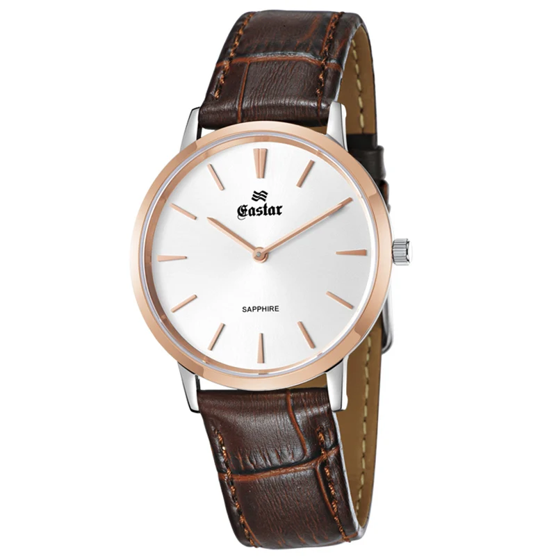 Brown Man 34mm Eastar Lover часы круглые деловые часы мужские и женские кварцевые часы наручные часы Япония Move Мужские t из нержавеющей стали парные часы - Цвет: Brown Man 34mm