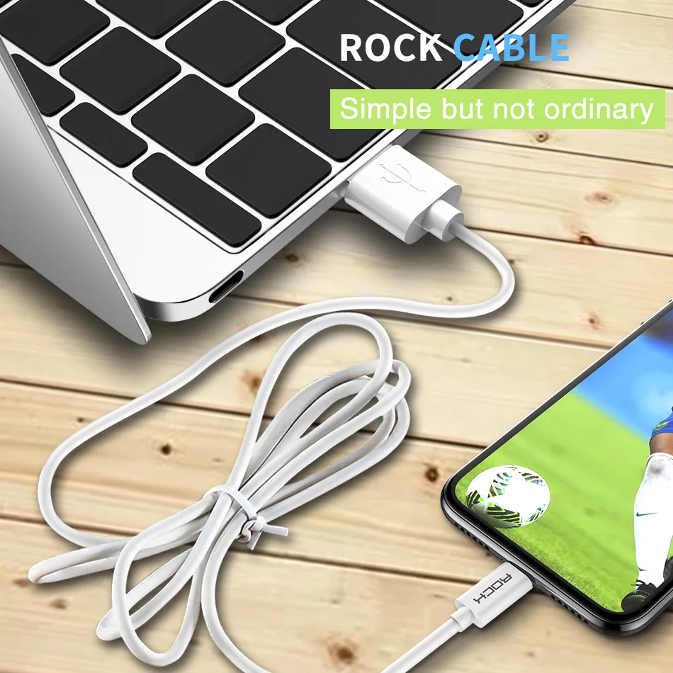 USB кабель для передачи данных и быстрой зарядки ROCK A iPhone 5s X 8 7 6s 5 se iPad|Кабели