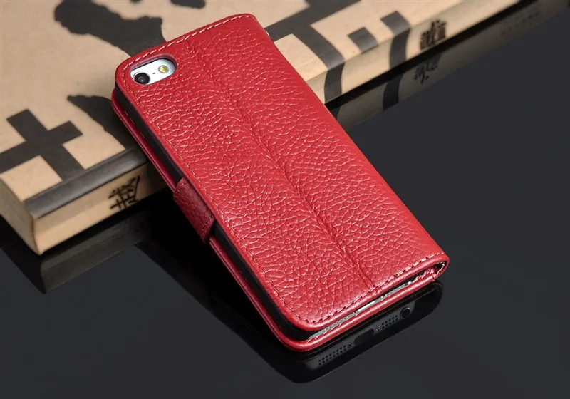 Vintage Business Type 100% Genuine Leather Flip Cover case for iphone 5 5S Real cowhide Retro-Lichess Pattern! Color |