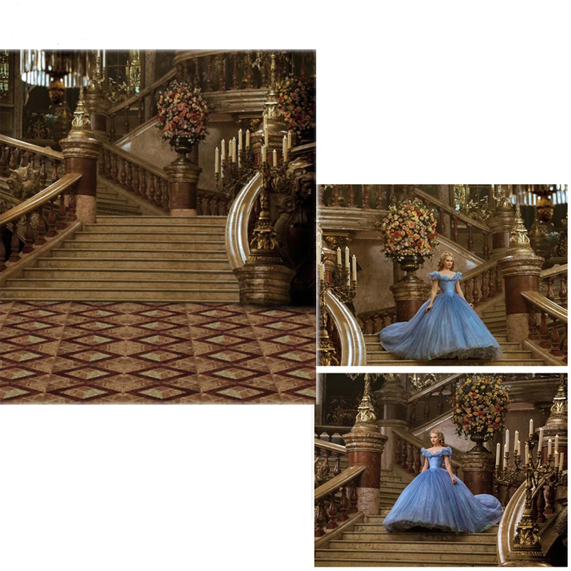 

DAWNKNOW Vinyl Photography Backdrops Cinderella Fairy Tale Background For Children Photo Studio Gorgeously Stair 6745