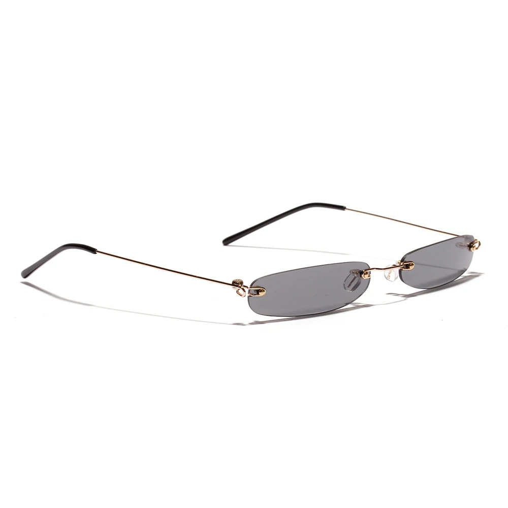 Peekaboo Rimless Tiny Narrow Rectangle Sunglasses 2019 | Candy Color Thin Sun Glasses for Men and Women | Clear Lens UV400 image 3