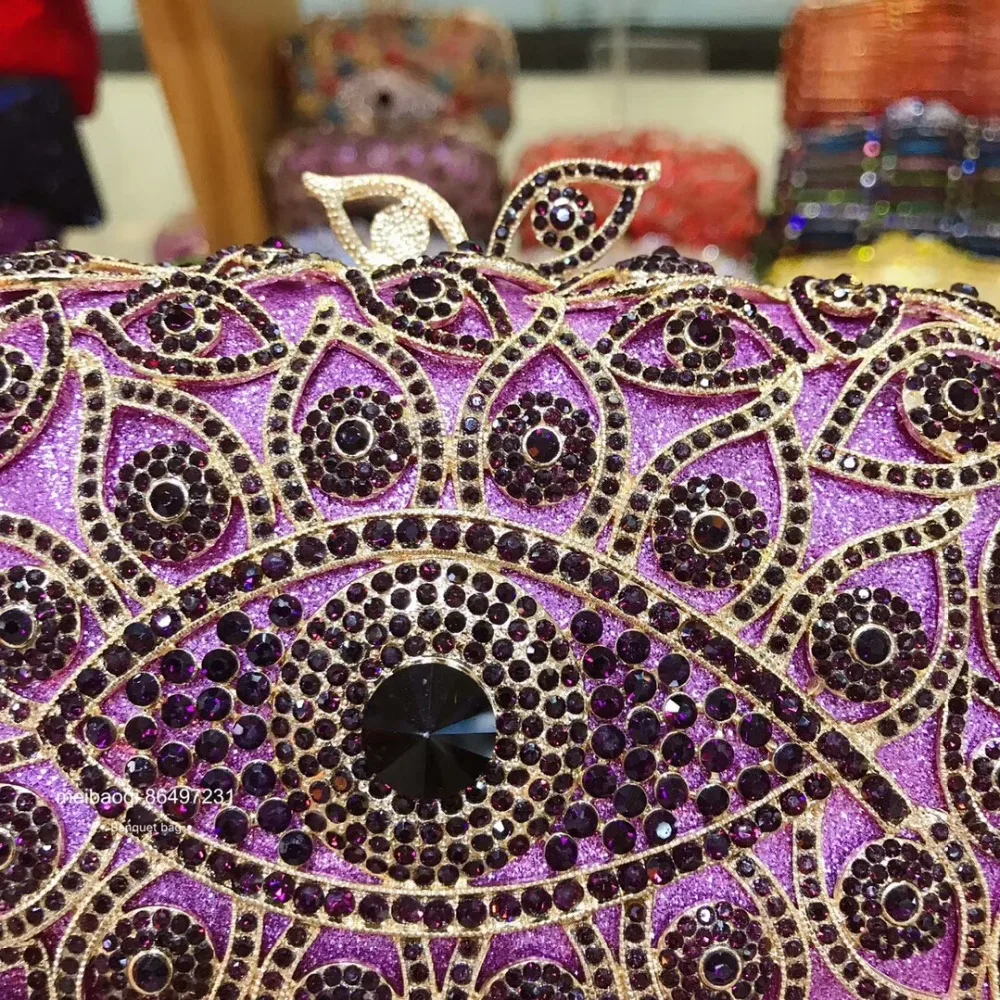

XIYUAN women gold/purple/red rhinestone Crystal Clutch small Purse for wedding banquet Bag Evening bag pochette handbag black