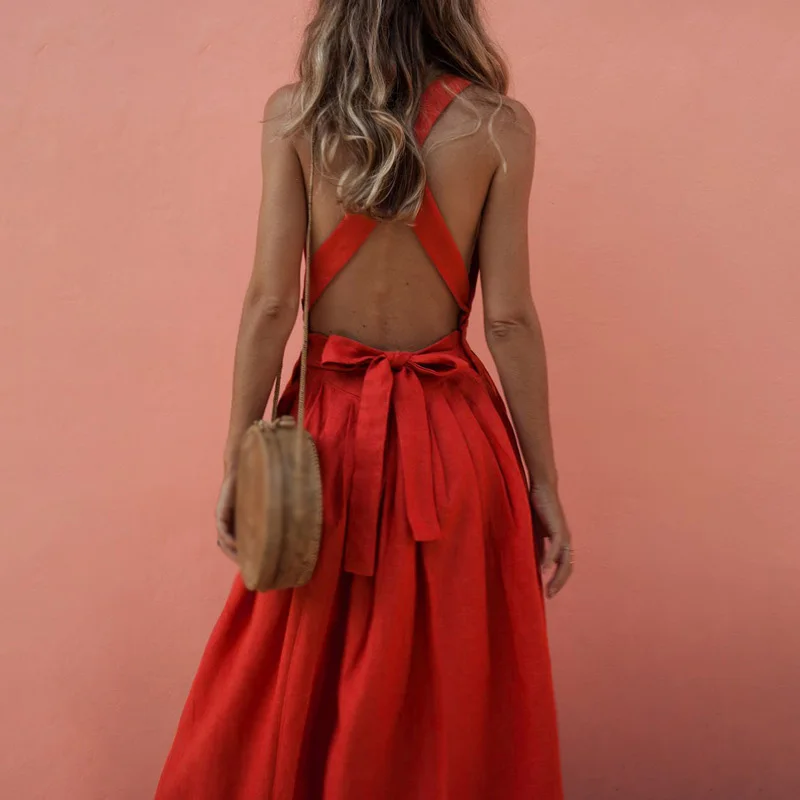 Женское платье женские пляжные летние однотонные винтажные модные вечерние