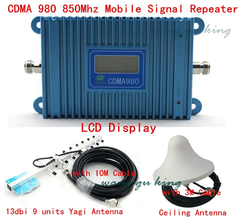 ЖК дисплей GSM CDMA 980 850 МГц Усилитель сигнала покрытия 2000 кв. М + 9 единиц Yagi антенна