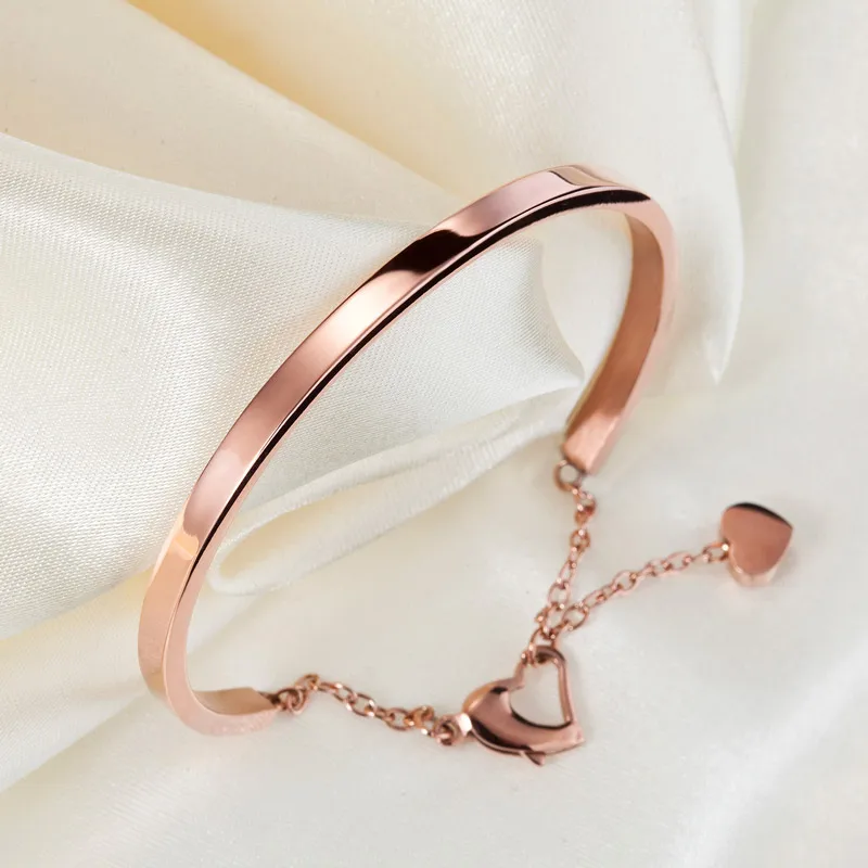 Женский браслет-цепочка из титановой стали, цвета розового золота
